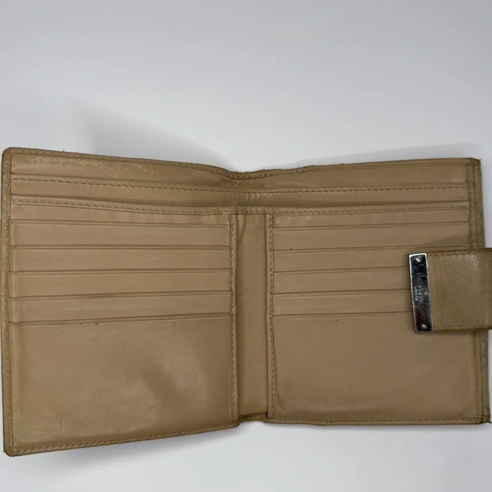 Gucci Tan Monogram Tri-Fold Wallet W/ Coin Pouch| Unisex | Pre-Owned | - Picture 7 of 9